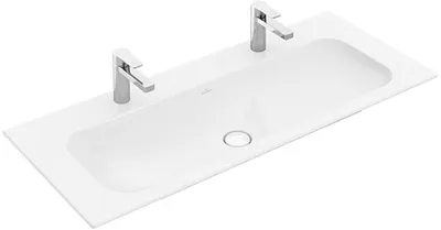 Produktbild von Villeroy&Boch Schrankwaschtisch Finion 1200x500mm 2-1L Arm HL durchgest o ÜL Eckig Stone White C+, 4164C1RW