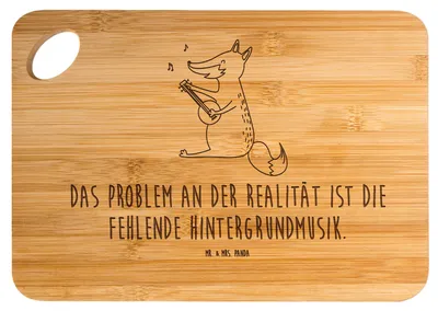 Produktbild von Mr. & Mrs. Panda Schneidebrett Fuchs Gitarre - Transparent - Geschenk, Holzbrett, Brett, Frühstücksbrett, holzschneidebrett, Sänger, Singen, Musik, Frühstücksbrettchen