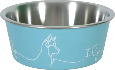 Image de Gamelle en acier inoxydable LOVE DOG 1,7l bleu Zolux