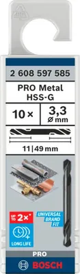 Productafbeelding van Dubbelgesneden boor, 3,3 x 11 x 49 mm