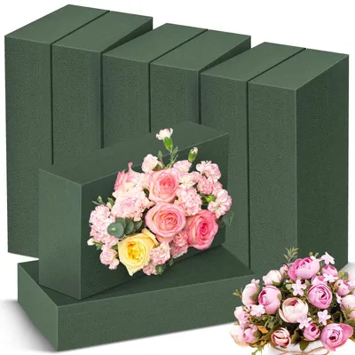 Image de Mousse florale pour fleurs - 8 pièces. Mousse pour fleurs artificielles - Matériel de fleuristerie pour compositions florales - Décoration verte