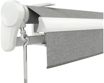 Produktbild von Soluna Gelenkarmmarkise Trend 4x3,5 Stoff Dessin U104 Gestell RAL 9010 reinweiß Antrieb Links inkl. Motor mit Nothandkur