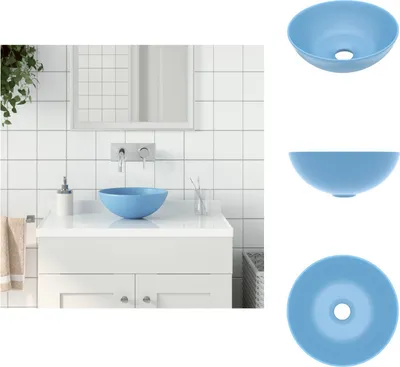 A bathroom vanity with a sink and faucet, shown from multiple angles.