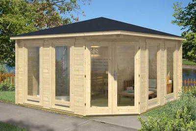 Produktbild von FinnTherm 5-Eck Saunahaus Sandor-70, 70 mm Wandstärke (400 x 400 cm)