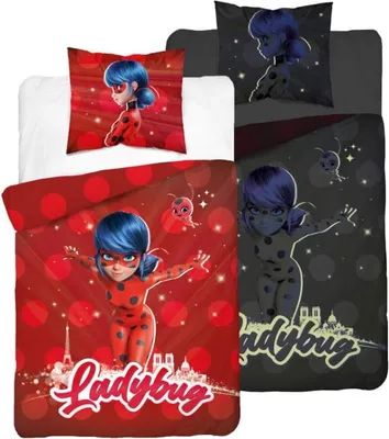 Produktbild von Im Dunkeln leuchtende Bettwäsche 140x200 Miraculous Ladybug und Cat Noir Baumwolle