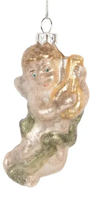 Obrázek produktu pro Clayre & Eef Vánoční přívěsek anděl 5 x 3 x 10 cm, stříbrné sklo