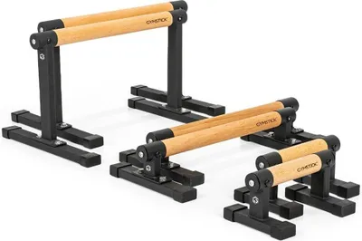 Produktbild von Gymstick Premium Parallettes - Push-up Stützen - Holz/Schwarz - M