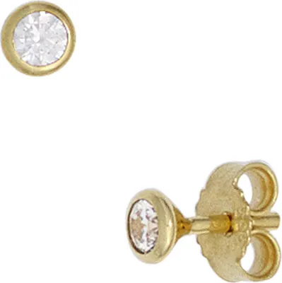 Produktbild von JOBO Ohrstecker rund 333 Gold Gelbgold 2 Zirkonia Ohrringe