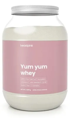 Produktbild von GymBeam - Yum Yum Whey - BeastPink, 1000 g, weiße Schokolade Kokos