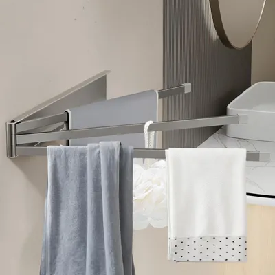 Produktbild von Handtuchhalter Edelstahl, Ohne Bohren 180° Schwenkbar 3 Armig Handtuchstange Wand Silber Habdtuchhalterung Badetuchhalter Handtuchhalter für Bad und Küche