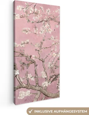 Produktbild von MuchoWow® - Leinwandbilder - Mandelblüte - Kunst - Van Gogh - Rosa, Wandbild, Wanddeko Bilder Wohnzimmer, 20x40 cm