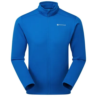 Blaue Fury Lite Jacke von Montane; geeignet als Midlayer für Herren.