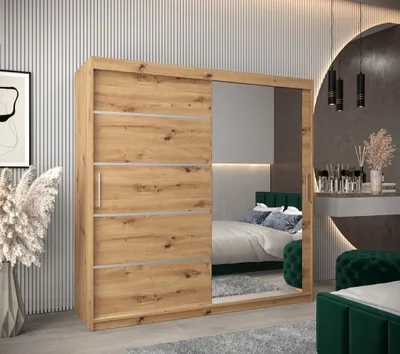 Produktbild von Spiegel-Kleiderschrank ADELA – 200 cm, Eiche artisan