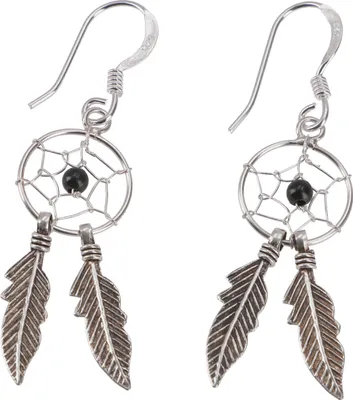 Produktbild von Silberohrringe mit Traumfänger Boho Ohrringe Koralle - Onyx, Silber-Farben, SterlingSilber, 3,5*1 cm, Silberohrringe