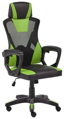 Produktbild von BELIANI Bürostuhl Schwarz u. Limettengrün Kunstleder mit Netzstoff Atmungsaktiv Drehbar Höhenverstellbar mit Wippfunktion Armlehnen Moderner Gamingstuhl