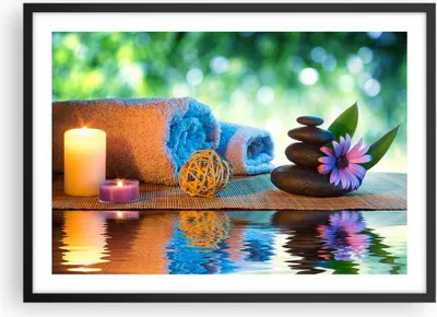 Produktbild von Gerahmtes Poster - Schwarzer Rahmen - Natur Entspannung Spa Kerzen - 70x50 cm - Wand Bild - Wanddeko - Wandbilder - Wandposter - Bilderrahmen - Bilder - Kunstdruck - Wandbild - P2BAA70x50-2554