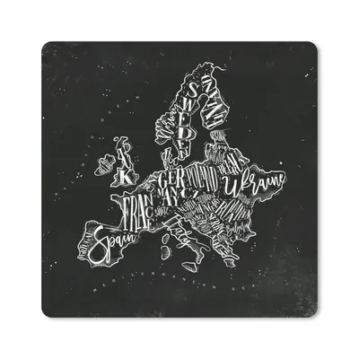 Produktbild von MuchoWow® Mauspad Mousepad Karte - Europa - Schwarz - Weiß 30x30 cm - Mousepads - Maus Mat - Pad - Mausunterlage - Gaming