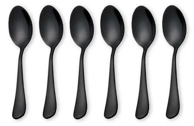 Kaffeelöffel-Set, 6er, Edelstahl, schwarz, für Dessert