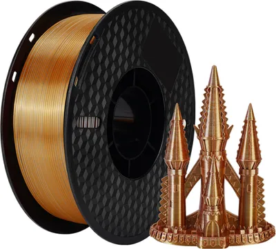 Obrázek produktu pro KINGROON PLA filament pro 3D tiskárny, 1 kg, 1,75 mm, tříbarevný, hedvábí, PLA filament, materiál pro 3D tisk, rozložitelný, šetrný k životnímu prostředí, cívka, rozměrová přesnost +/- 0,03 mm, standard, 1 role šC stříbro, zlato, stříbro, měď