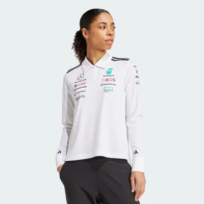 Zdjęcie produktu dla Koszulka polo damska adidas, kolekcja Mercedes-AMG Petronas Formula One Team, długi rękaw