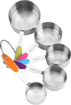 Produktbild von 5 Stück/Set Edelstahl-Messbecher-Set Zucker Kaffee Milch Küchenhelfer Backwerkzeuge