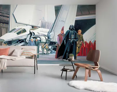 Produktbild von Komar Vlies Fototapete "Star Wars Classic RMQ Death Star Shuttle Dock" - Größe: 500 x 250 cm (Breite x Höhe), 10 Bahnen