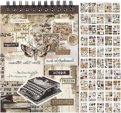 Immagine prodotto di Set di adesivi vintage per scrapbooking, diari e album fotografici - 50 fogli di accessori fai da te
