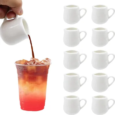 Produktbild von Mini Milchkanne - 10 Stück - weiß - Porzellan - 50 ml