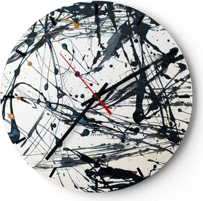 Produktbild von Wanduhr - Rund - Glasuhr - Abstraktion modern - 30x30cm - Schleichendes Uhrwerk - Lautlos - zum Aufhängen bereit - Dekoration Modern - Wanddekoration aus Glas - C3AR30x30-3442