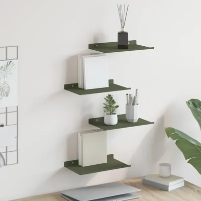 Produktbild von Maison Exclusive - Schwebendes Regal 4 pcs Olive Grün 30 x 18 x 2,5 cm Stahl