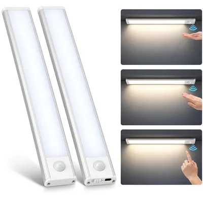 Produktbild von 2er Unterbauleuchte Küche LED Schrankbeleuchtung, Akku Beleuchtung Licht Batterie Schrank Leuchte Slim Bright Schranklicht Lichtleiste Kabellos Leiste