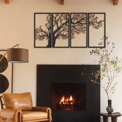 Obrázek produktu pro Wallity, Autumn Vibes Set of 4- APT740 S, Dekorativní držák na hůlku z kovu, 100 % STAHL, Schwarz, 48 x 98 cm