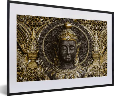 Produktbild von MuchoWow® MuchoWow® Gerahmtes Poster Buddha - Gesicht - Steine 60x40 cm - Poster mit zchwarzem Bilderrahmen - Schlafzimmer - Plakat in Rahmen - Drucken