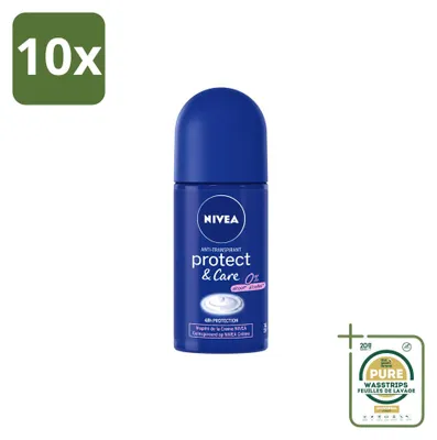 Productafbeelding van 10 x Nivea Protect & Care Deodorant Roll-on 50 ml - Voorraadverpakking - 10 stuks