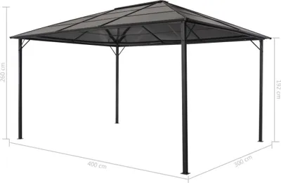 Zdjęcie produktu dla vidaXL Pawilon ogrodowy z dachem aluminiowym 4×3×2,6 m czarny