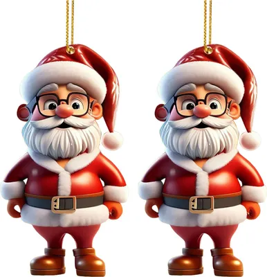 Produktbild von Weihnachtsmann-Dekoration, 2D-Acryl-Hängeornament, Cartoon-Weihnachtsmann, Weihnachtsbaum-Dekoration für Kaminsims, Wand, Fensterdekoration
