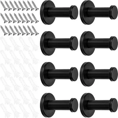 Produktbild von 50mm runde schwarze Edelstahl Wandhaken für Kleidung