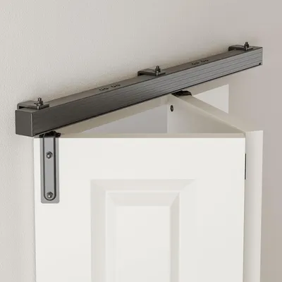 Imagen del producto de Kit de herrajes para puertas correderas de 36 pulgadas, para puertas correderas de doble hoja, diseñado para 2 puertas, con un grosor de puerta de 30-44 mm, ideal para interiores