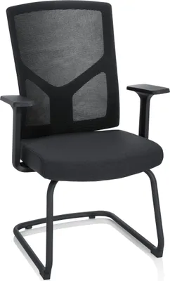 Produktbild von hjh OFFICE Freischwinger mit Armlehnen BRETON V B Stoff / Netzstoff Stuhl für Büro Zuhause, Besucherstuhl Schwingstuhl bis 120 kg belastbar