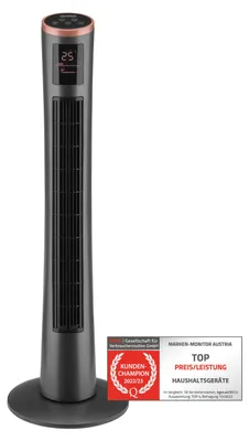 Image de Ventilateur sur pied TZS First Austria avec télécommande | Ventilateur sur pied de 102 cm | Oscillation à 50°, avec minuterie et 3 vitesses | Ventilateur très silencieux avec écran d'affichage | Gris *Produit de deuxième choix*