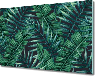 Produktbild von Glas Schneidebrett Herdabdeckplatten Schneideplatten - 80x52 cm - Palmblätter grün