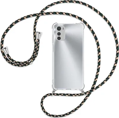 Produktbild von Handykette Backcover-Schutzhülle mit Band (Metall silberfarben) für Motorola Moto E32, Moto E32s - camouflage