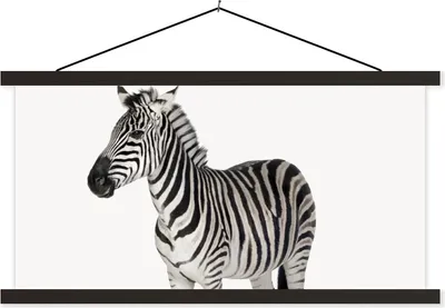 Produktbild von MuchoWow® Textilposter Zebra - Mädchen - Tiere - Kinder - Jungen 60x30 cm mit schwarzem Rahmen - Textilien