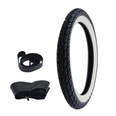 Zdjęcie produktu dla Opona Whitewall Kenda K418 2.75-17 (2 3/4 x 17) 41P TT + dętka + taśma do obręczy