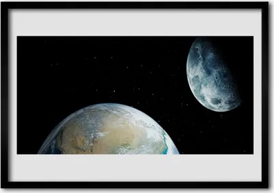 Produktbild von Bild 100x70 MDF-Rahmen Wandkunst Erde Mond-Raum