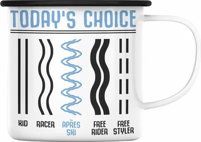 Produktbild von Trendation - Apres Ski Emaille Tasse Geschenk Grafik Geschenkidee Skifahrer Geschenk Winter Berge (Schwarz)