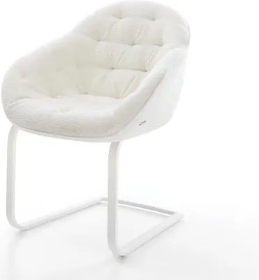 Produktbild von DELIFE Freischwinger Gaio-Flex Bouclé Soft Beige Freischwinger flach Weiß