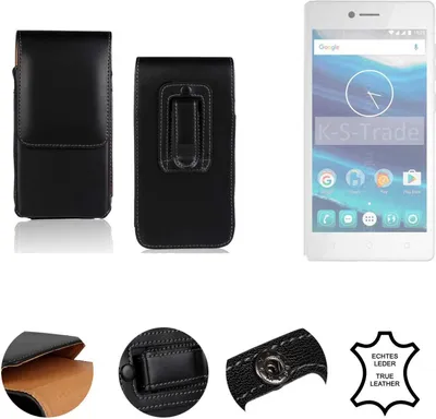 Produktbild von K-S-Trade Holster Gürteltasche Handy Hülle Schutzhülle kompatibel mit Qilive Q7 5 Handyhülle Leder schwarz, 1x