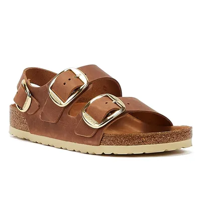 Produktbild von Birkenstock Milano Birki Buck Leder Damen Sandalen Cognac
