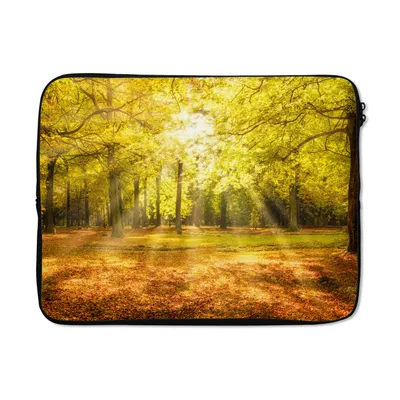 Produktbild von MuchoWow® Laptop Hülle 17 Zoll Laptoptasche Baum - Natur - Sonne - Landschaft - Wald - Zipper - Schutzabdeckung